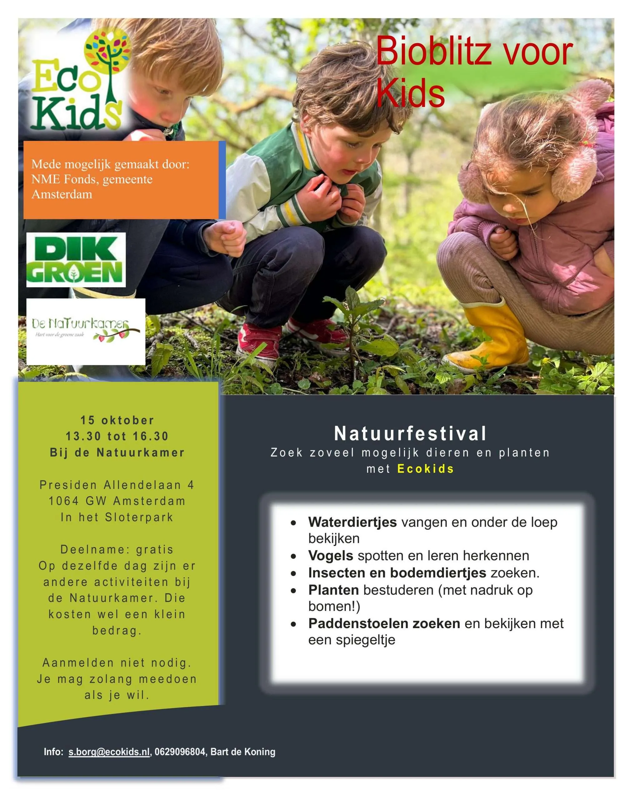 Bioblitz voor Kids in het Sloterpark